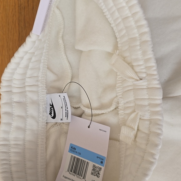 Nike Air Kids Standard Fit Taper Leg Regular Length Fleece White Jogger Size M - Picture 4 of 11